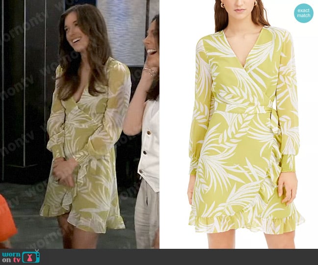 Bar III Palm-Print Wrap Dress worn by Willow Tait (Katelyn MacMullen) on General Hospital