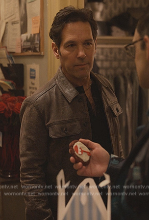 Ben's brown leather jacket on Only Murders in the Building