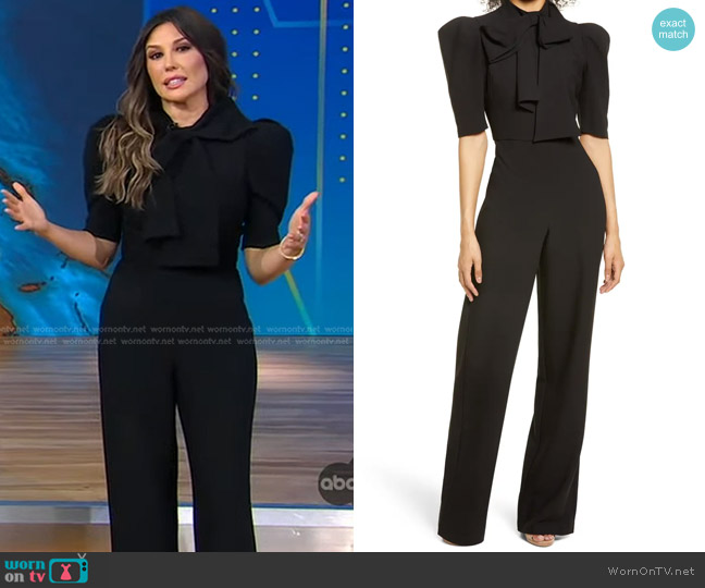 WornOnTV: Leslie Lopez’s black tie neck jumpsuit on Good Morning ...