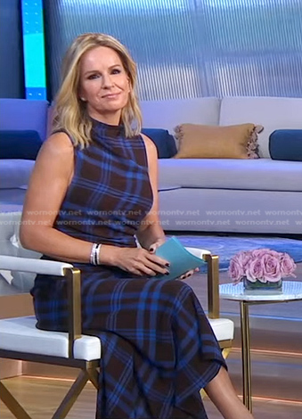 Jennifer's brown and blue plaid dress on Good Morning America
