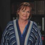 Sheri’s mom’s blue stripe cardigan on All Rise