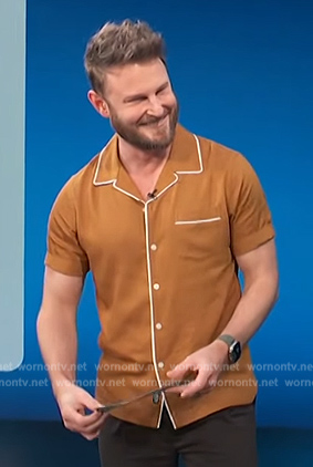 Bobby Berk's contrast tipped shirt on Access Hollywood