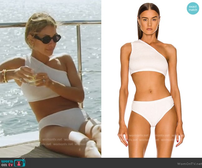 Bottega Veneta Nylon Crinkle Bikini Set worn by Erin Lichy on The Real Housewives of New York City