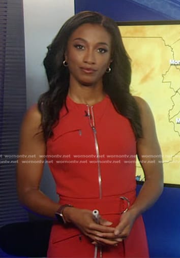 Brittany's red belted zip front dress on Good Morning America