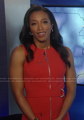 Brittany’s red belted zip front dress on Good Morning America