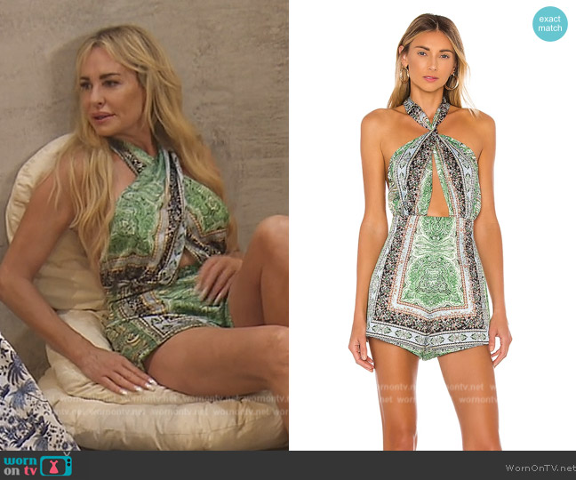 Bronx and Banco Runway x Revolve Bedouin Romper worn by Taylor Armstrong on The Real Housewives of Orange County