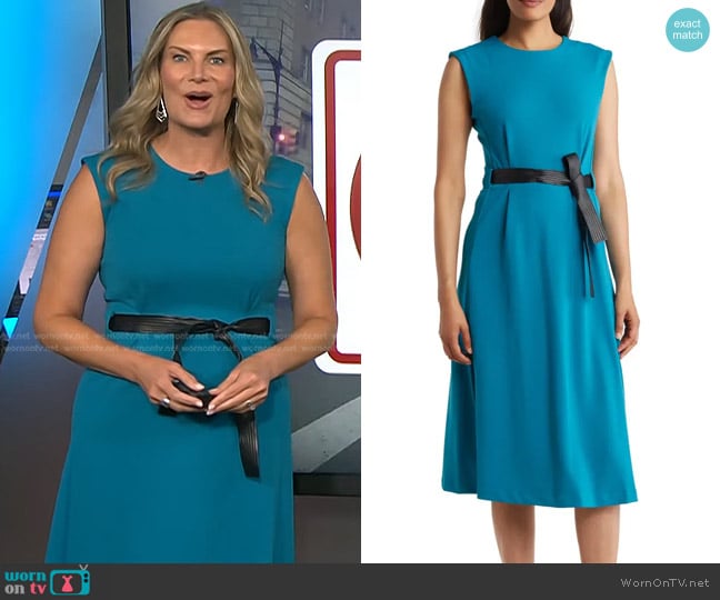 Calvin Klein Faux Leather Tie Midi Dress worn by Emily West on Today