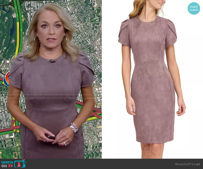 Calvin Klein Faux-Suede Sheath Dress worn by Katie McGee on Good Morning America