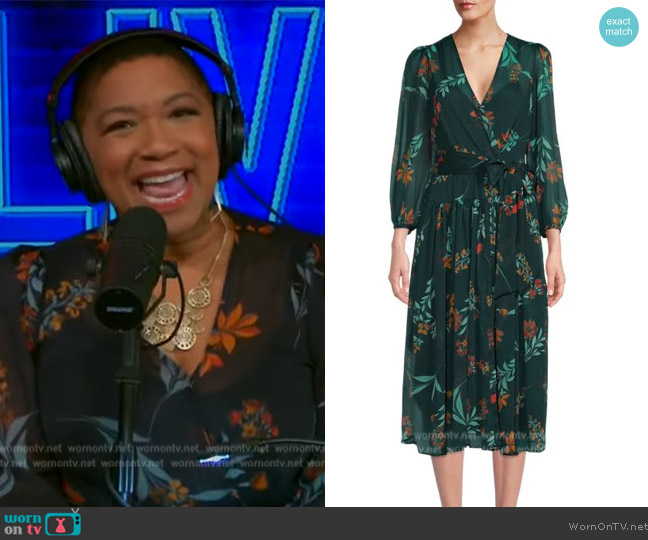 Calvin Klein Floral Belted Wrap Dress worn by Deja Vu on Live with Kelly and Mark