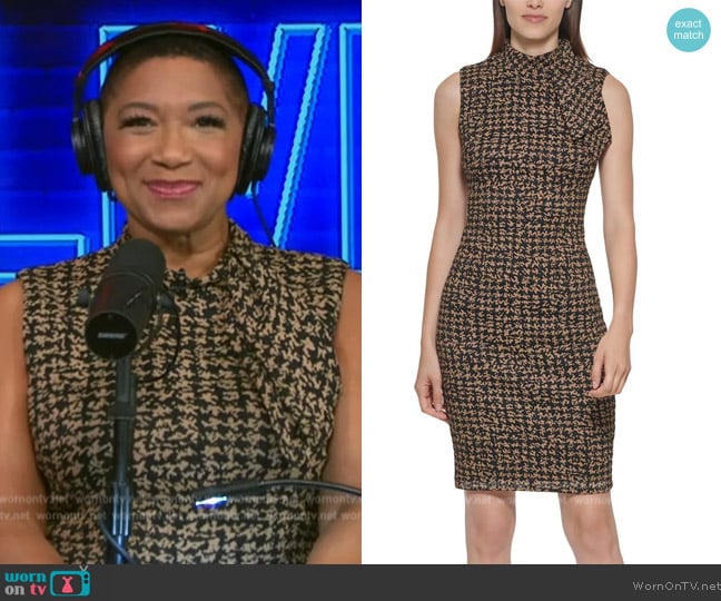 Calvin Klein Jacquard Knee Sheath Dress worn by Deja Vu on Live with Kelly and Mark