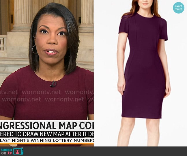 Calvin Klein Scuba Sheath Dress worn by Nikole Killion on CBS Mornings