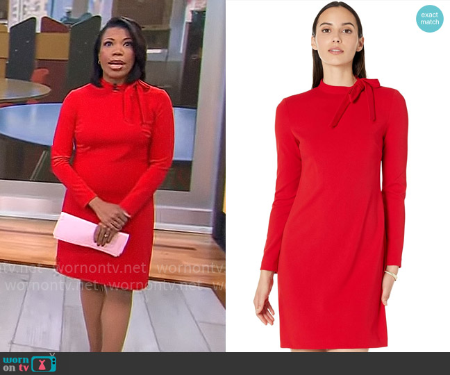 WornOnTV: Nikole Killion’s red tie neck shift dress on CBS Mornings ...