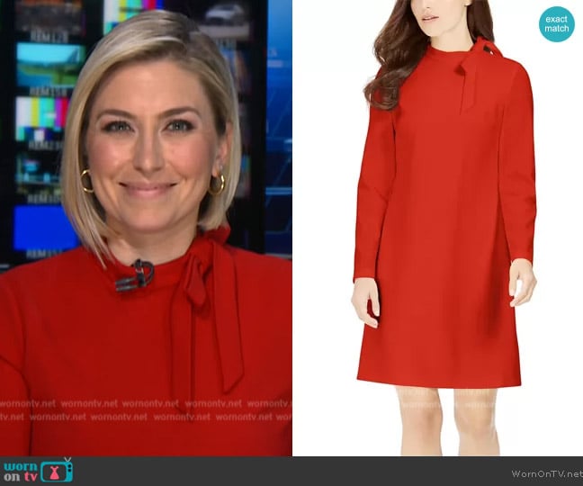 Calvin Klein Tie-Neck Scuba Crepe Dress worn by Morgan Brennan on NBC News Daily