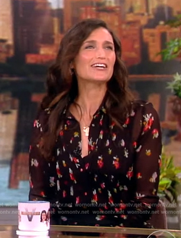 Cara Mentzel’s black floral print blouse on The View