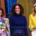 Cara Mentzel’s navy sweater and sequin polka dot skirt on Good Morning America