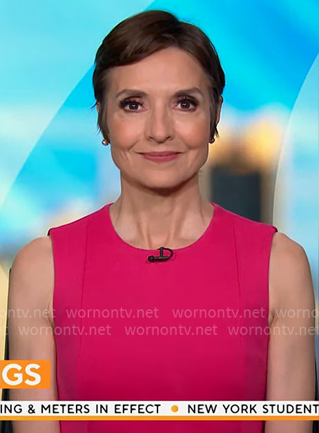 Catherine Herridge's sleeveless pink dress on CBS Mornings