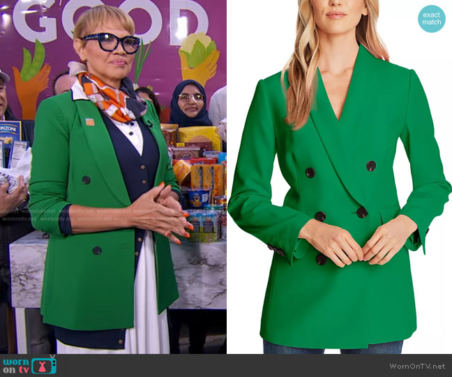 Cece Double Breasted Twill Blazer worn by Claire Babineaux-Fontenot on Good Morning America