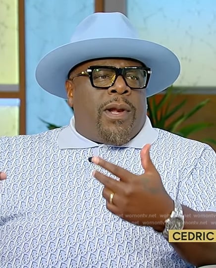 Cedric the Entertainer's blue textured polo on Tamron Hall Show