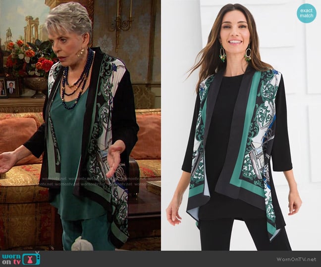 Chicos Scarf-Front Cardigan worn by Julie Olson Williams (Susan Seaforth Hayes) on Days of our Lives