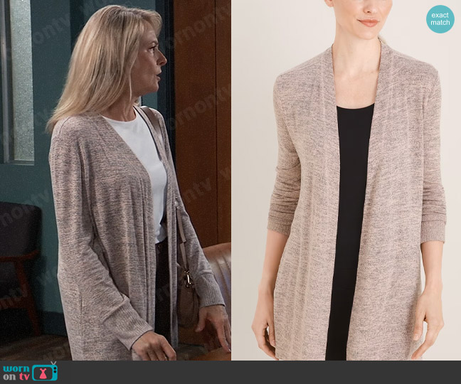 Zenergy by Chicos Soft Essentials Drape-Front Cardigan worn by Gladys Corbin (Bonnie Burroughs) on General Hospital