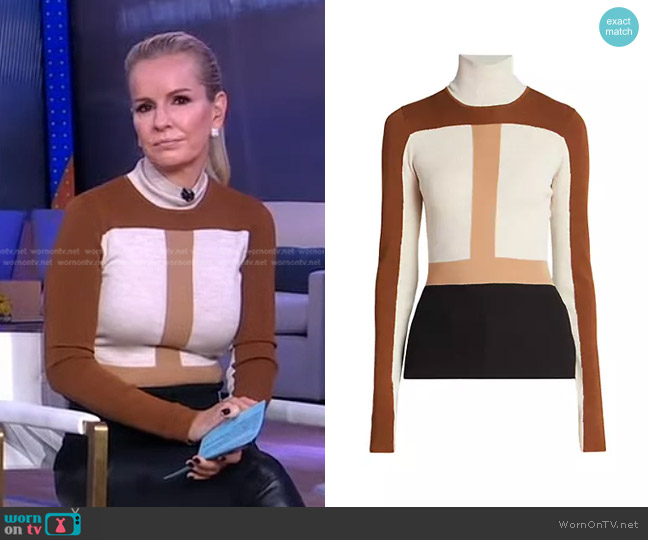 Chloe Light Wool Intarsia Fitted Turtleneck Colorblock Sweater worn by Dr. Jennifer Ashton on Good Morning America