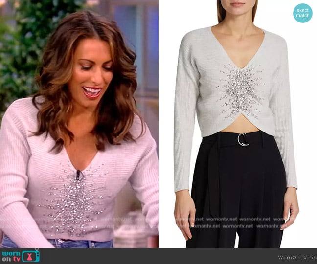 Cinq a Sept Pilar Beaded Sweater worn by Alyssa Farah Griffin on The View