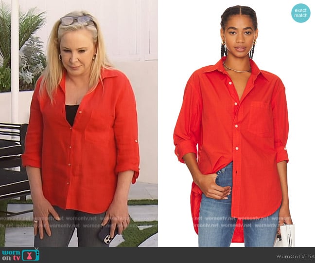 Citizens of Humanity Kayla Cotton Shirt worn by Shannon Beador on The Real Housewives of Orange County