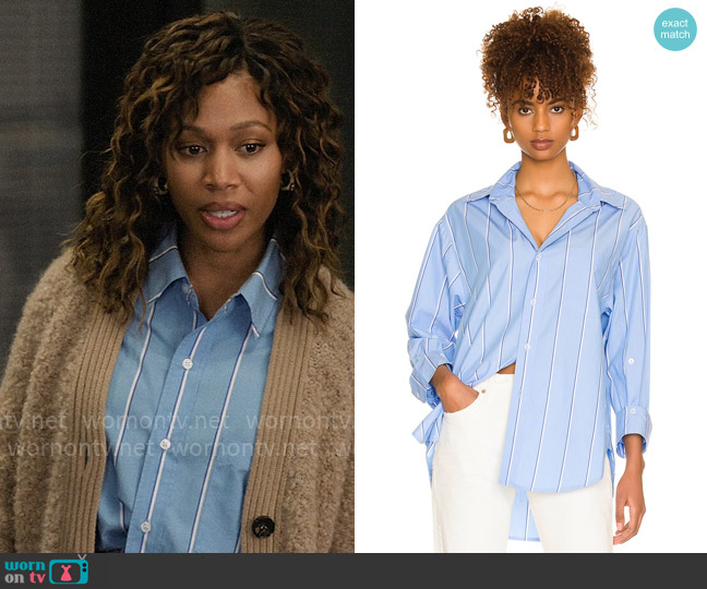 Citizens of Humanity Kayla Shirt in Canyon Stripe worn by Christina Hunter (Nicole Beharie) on The Morning Show