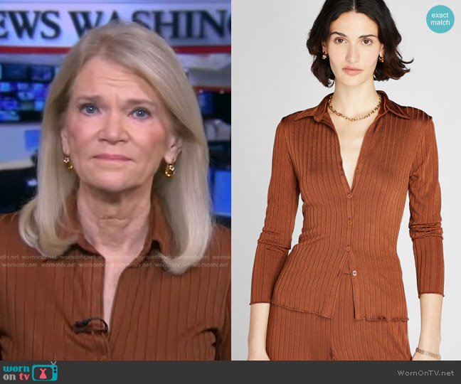 Club Monaco Long Sleeve Ribbed Cardi worn by Martha Raddatz on Good Morning America