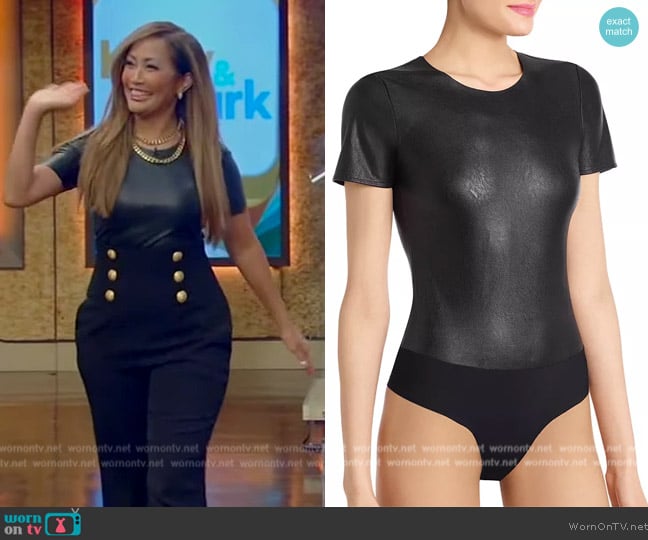 Commando Faux Leather Tee Bodysuit worn by Carrie Inaba on Live with Kelly and Mark