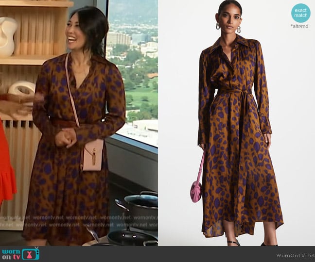 Cos Belted Printed Midi Dress worn by Diane Mizota on Access Hollywood