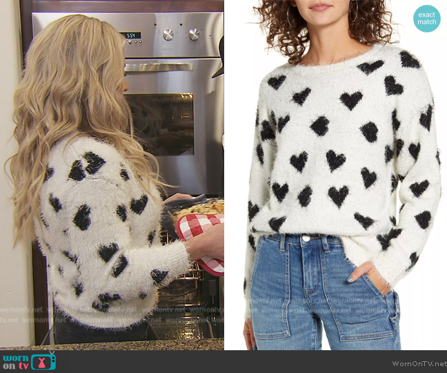 Cotton Emporium Heart Sweater worn by Jennifer Pedranti on The Real Housewives of Orange County