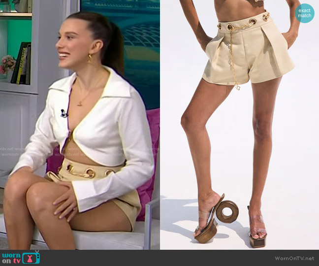 Cult Gaia Lucia Short in Dunes worn by Millie Bobby Brown on Today