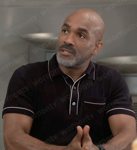 Curtis's black polo shirt on General Hospital