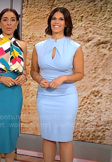 Dana Jacobson's light blue keyhole dress on CBS Mornings