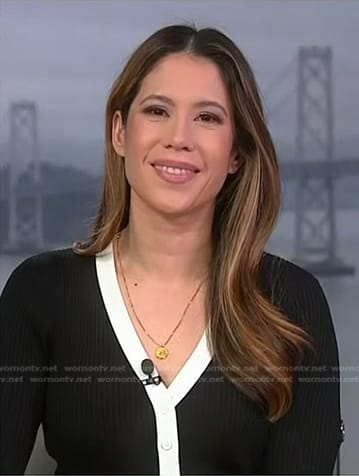 Deirdre's black contrast trim dress on NBC News Daily