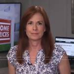 Diana Olick’s blue floral ladder trim top on NBC News Daily