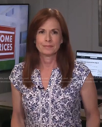 Diana Olick's blue floral ladder trim top on NBC News Daily