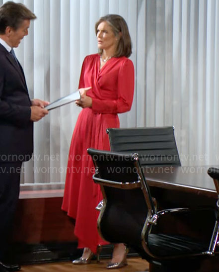 Diane's red wrap dress on The Young and the Restless