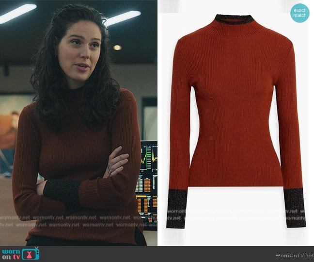 Diane von Furstenberg Ellice Sweater worn by Eva Victor (Rian) on Billions