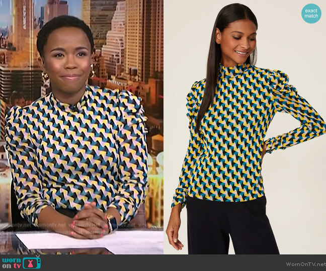 Diane von Furstenberg Remy Mesh Turtleneck Top worn by Zinhle Essamuah on NBC News Daily