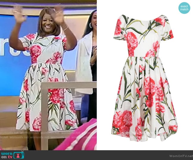 Dolce and Gabbana Floral-print cotton dress worn by Mary Newton on Tamron Hall Show