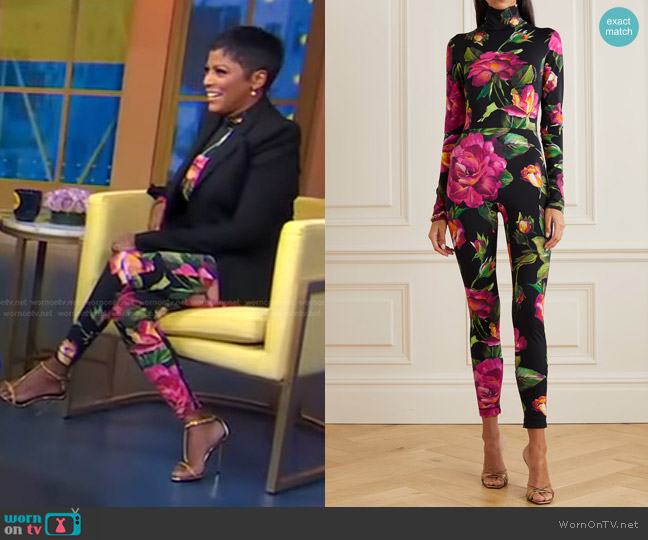 WornOnTV: Tamron Hall's black floral jumpsuit on Good Morning