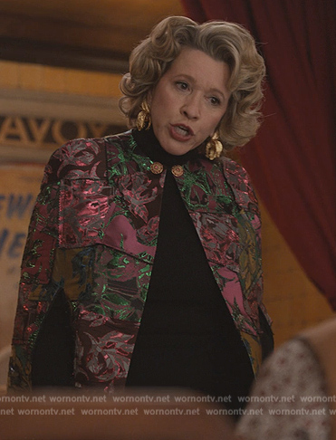 Donna's floral jacquard blazer on Only Murders in the Building