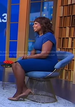 Dr. Lynn O’Connor’s blue tulip sleeve dress on Good Morning America