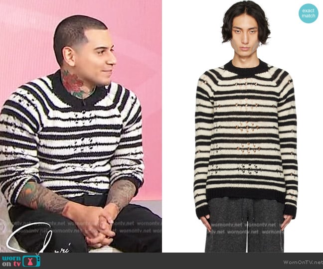 Dries Van Noten Black & White Striped Sweater worn by Devon Rodriguez on Sherri