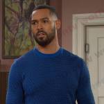 Eli’s blue geometric sweater on Days of our Lives