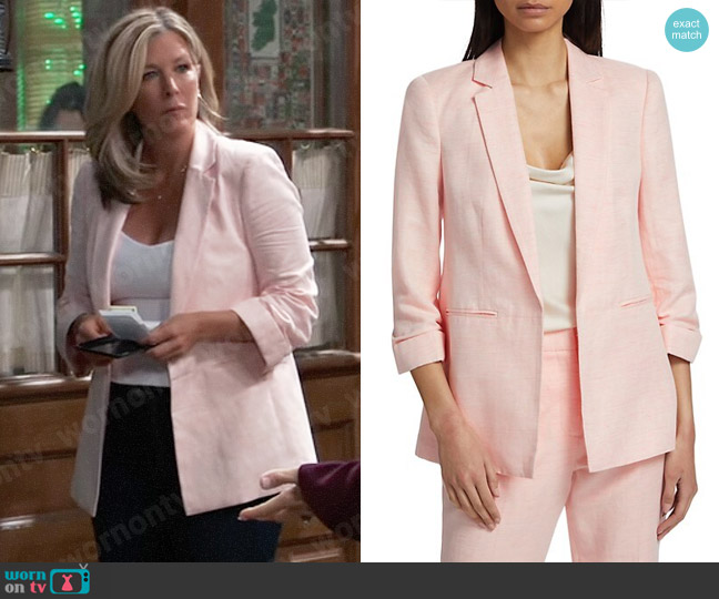 Elie Tahari The Reese Linen-Blend Blazer worn by Carly Spencer (Laura Wright) on General Hospital