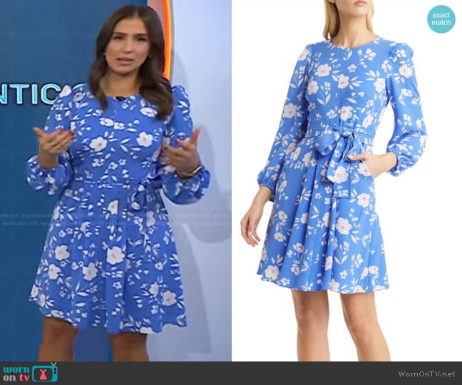 Eliza J Floral Fit & Flare Dress in Periwinkle worn by Angie Lassman on Today