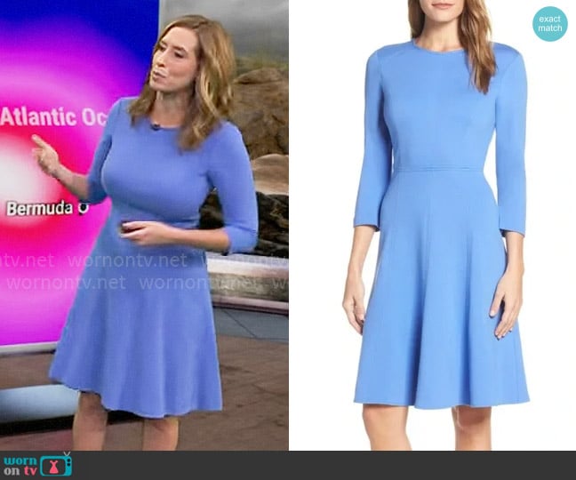 Eliza J Seamed Fit & Flare Dress worn by Stephanie Abrams on CBS Mornings